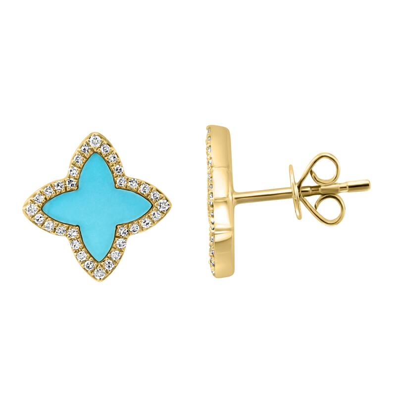 EFFY 14K Yellow Gold Diamond,Turquoise Earrings