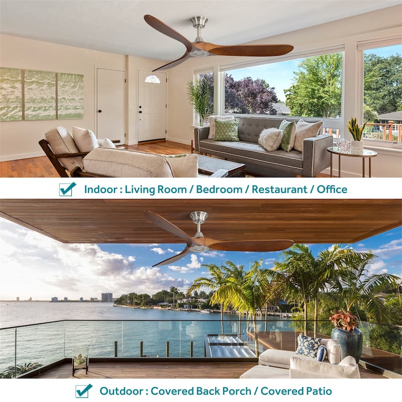 60 Inch Indoor Modern Ceiling Fan With 6 Speed Remote Control