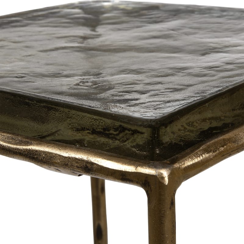 Hammered Iron Accent Table - 24" - Antique Gold Finish