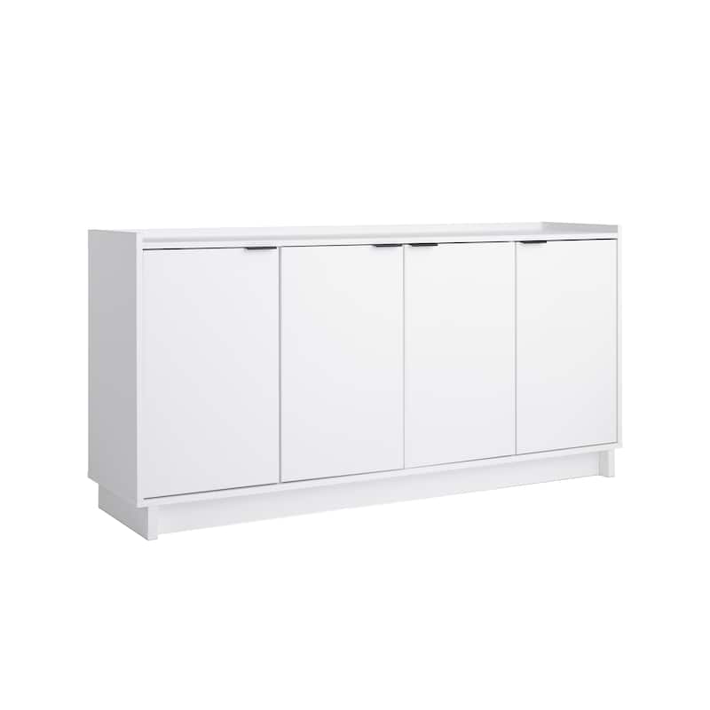 Prepac Simply Modern 4 Door 60" W x 30" H x 16" D Storage Cabinet - 60 in W x 30 in H x 16 in D - White