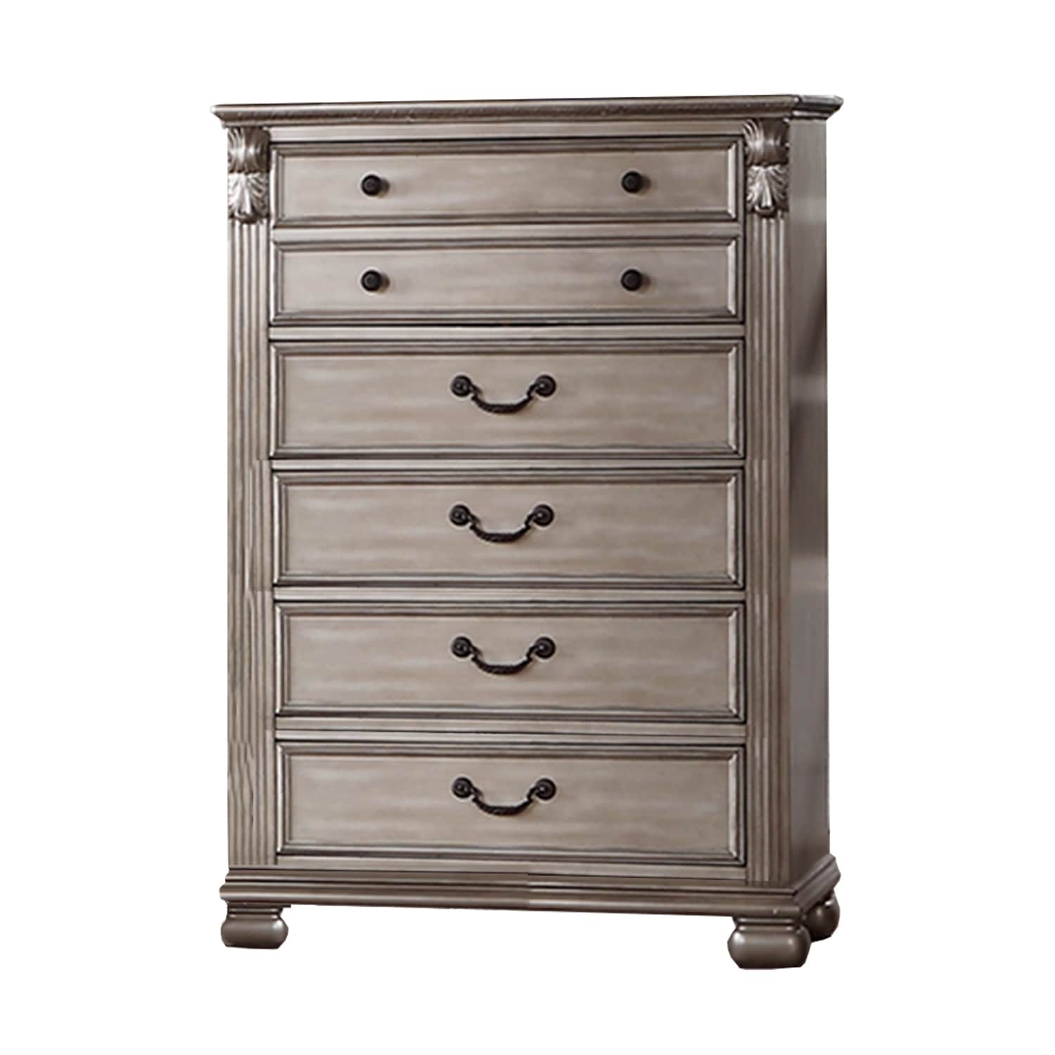 5 Drawers Wooden Chest in Antique Silver
