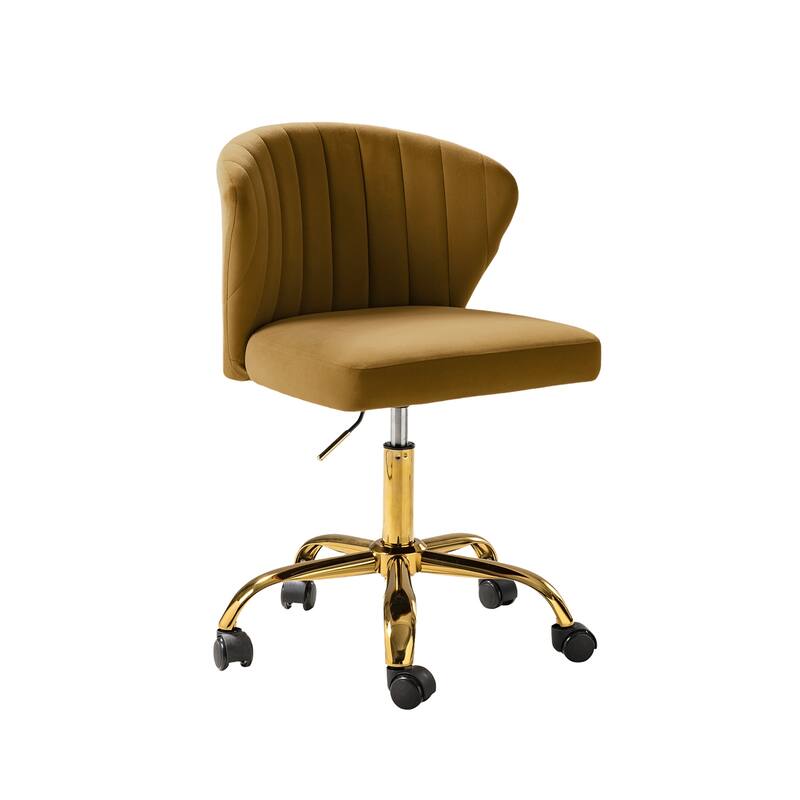Ilia Modern Velvet Wingback 360 degree Ergonomic Office Task Chair with Channel Tufted Back by HULALA HOME