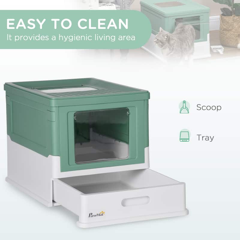 PawHut Fully Enclosed Cat Litter Box with Scoop