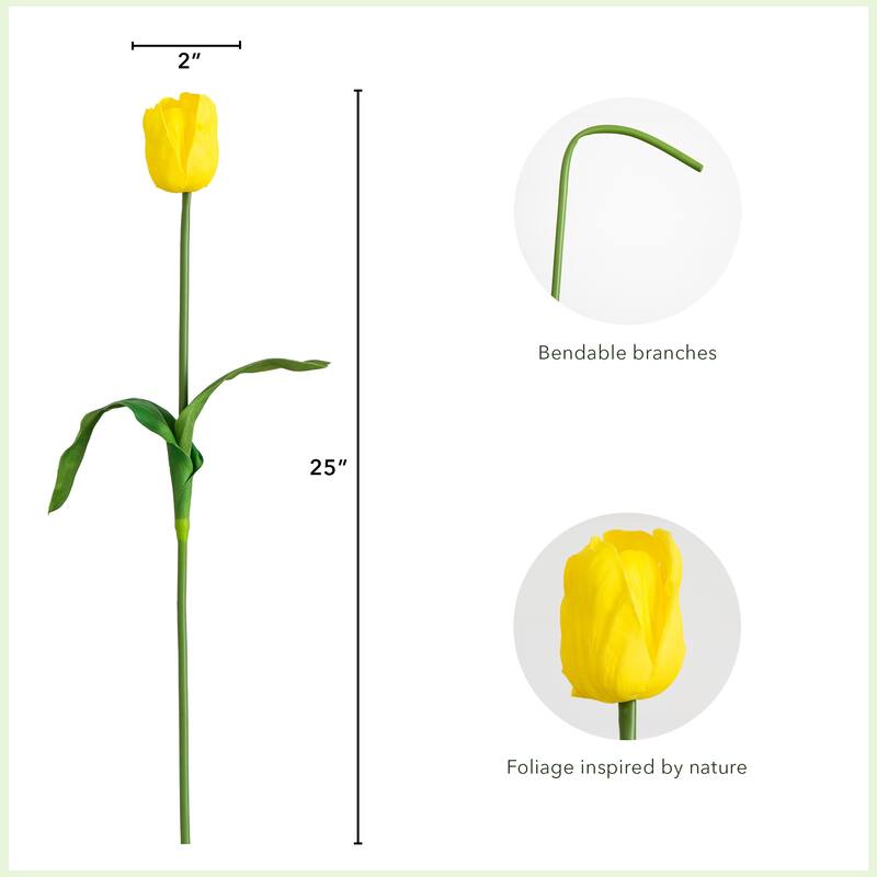 Floral Tulip Artificial Stem Sprays - 25" - Set of 3 - Yellow