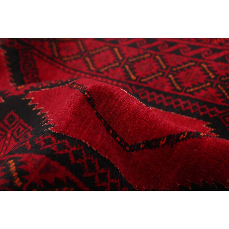 ECARPETGALLERY Hand-knotted Teimani Red Wool Rug - 3'7 x 7'7