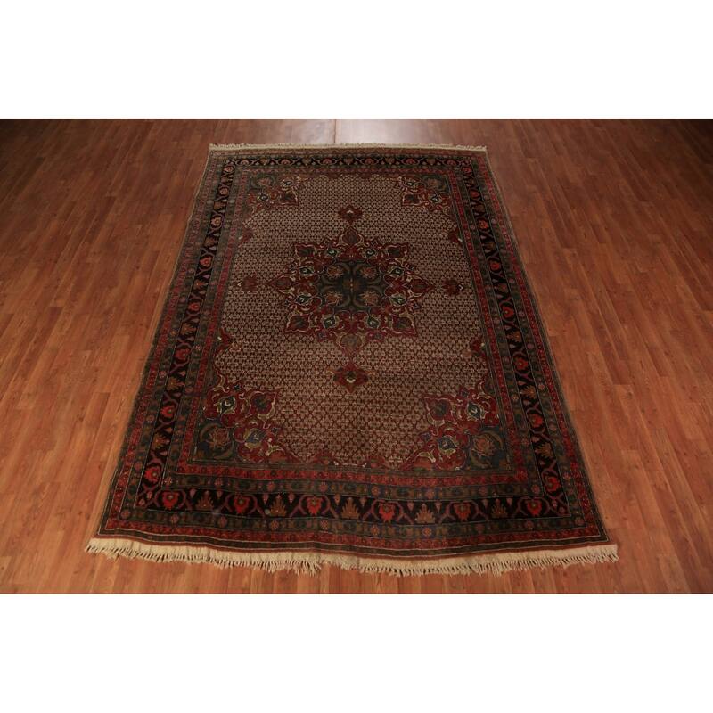 Medallion Serab Persian Vintage Area Rug Handmade Wool Carpet - 6'7" x 9'8"