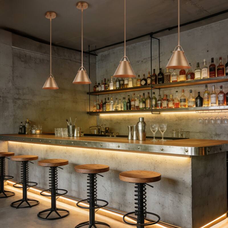 Modern Gold 1-Light Cone Pendant Light for Kitchen Island Dining Room - D 8" x H 7.5"