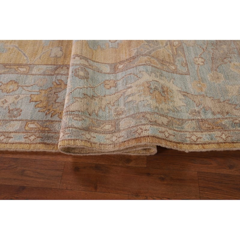 Vegetable Dye Oushak Turkish Area Rug Handmade Floral Wool Carpet - 8'1" x 10'0"