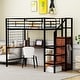 preview thumbnail 1 of 38, Twin Size Loft Bed with Lateral Storage Ladder and Wardrobe, Metal Twin Loft Bed Frame with Metal Grid, High Loft Bed with Desk Black