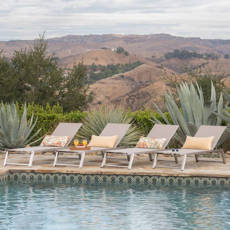 Myers Outdoor Aluminum Mesh Chaise Lounge (Set of 4) by Christopher Knight Home