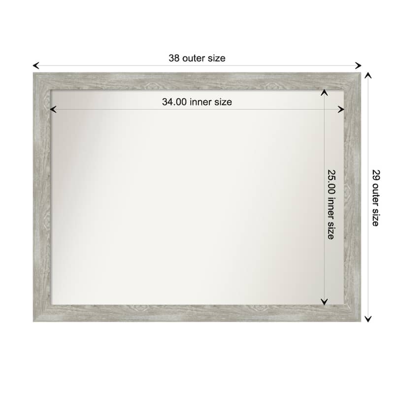Dove Greywash Narrow Framed Non-Beveled Custom Wall Mirror, Bathroom Vanity Mirror - Outer Size: 37.5 x 28.5