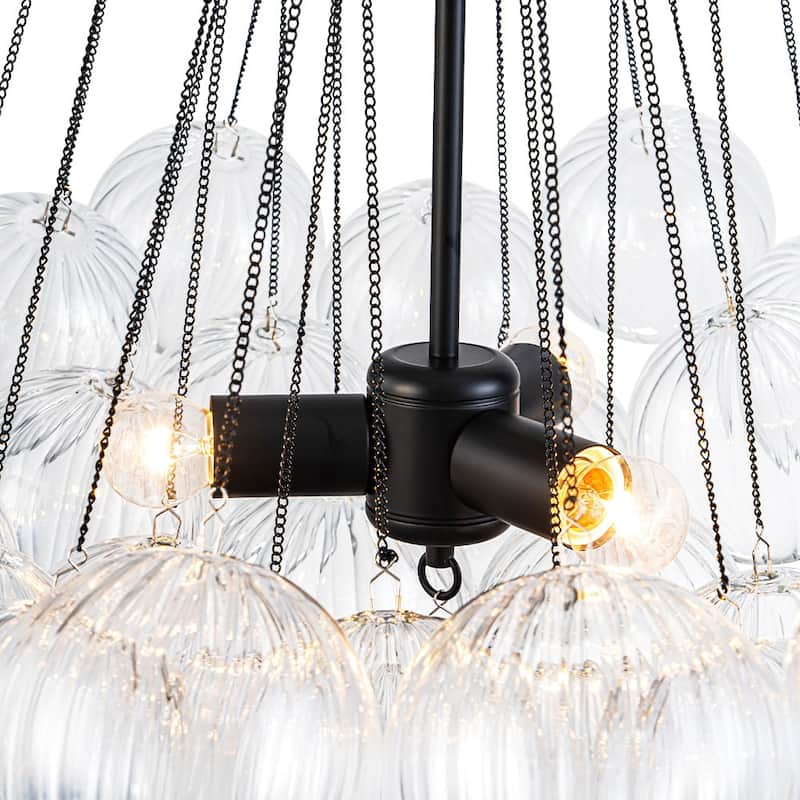 Modern 3-light Clear Ribbed Glass Globe Bubble Chandelier
