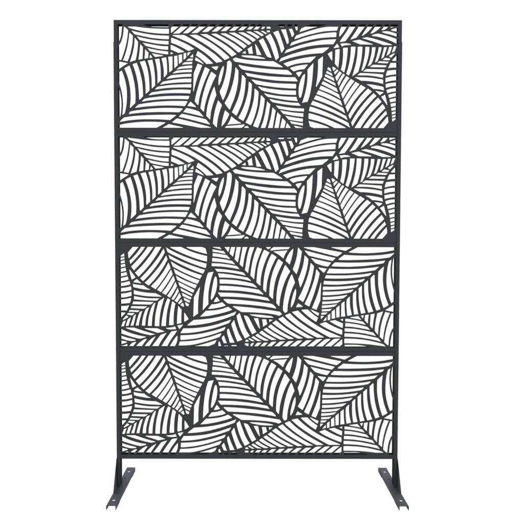 1pcs 72 in H x 46 in W Metal Privacy Screen Panel Freestanding Rust-Resistant Outdoor Divider Leaf Style