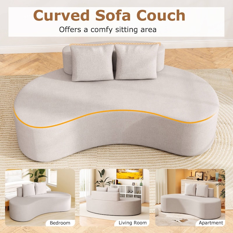 Costway 78.5" Sofa Couch Upholstered Curved Sofa with 2 Cozy Pillows - See Details