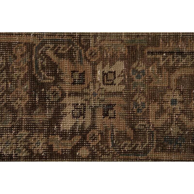 Geometric Tabriz Persian Vintage Rug Handmade Orange Wool Carpet - 9'6" x 12'9"