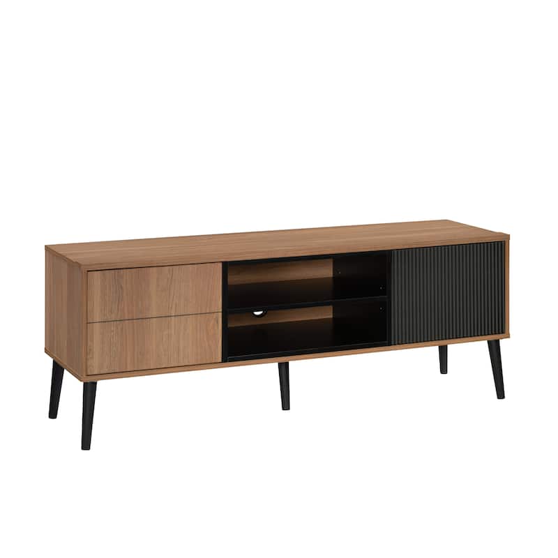 Wood Credenza for TVs up to 70" with Doors, Brown - 55.91" W x 15.67" D x 20.87" H