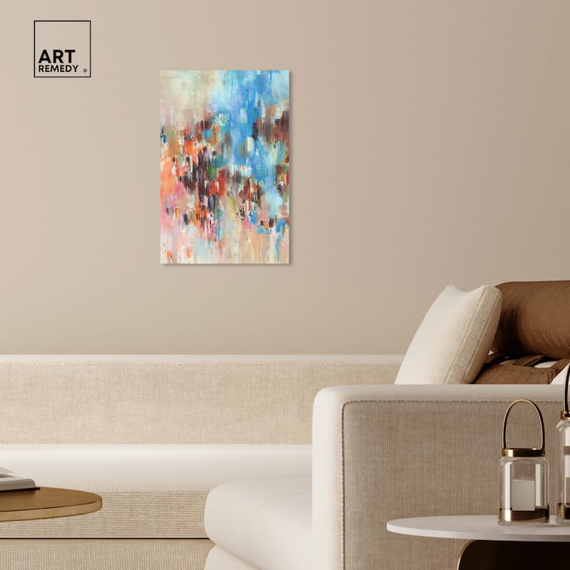 Art Remedy Lovely Feeling Gallery Wrapped Blue Abstract 1 Piece Canvas Wall Art