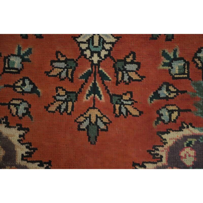 Hand Knotted Oriental 100% Wool Carpet Traditional Floral Oranges & Rust Tabriz Area Rug - 4' 6'' X 3' 3''
