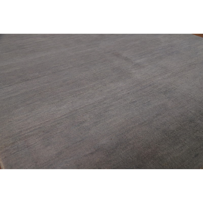 Modern Gray Gabbeh Oriental Area Rug Hand-Knotted Solid Wool Carpet - 5'1" x 6'5"
