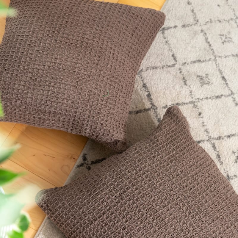 Fabstyles Honeycomb Cotton Polyfilled Cushions Set of 2