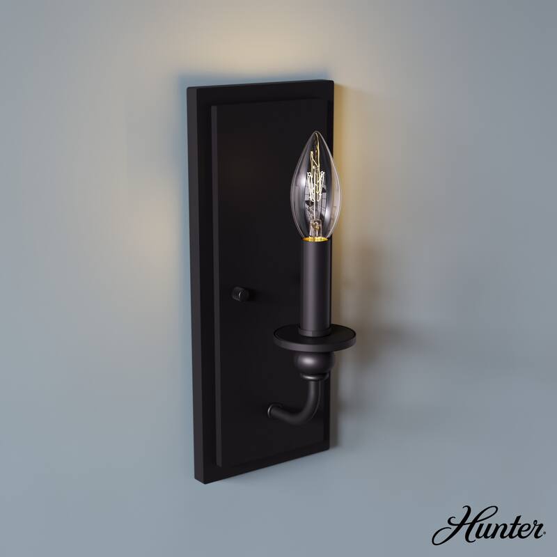 Hunter Southcrest 1 Light Wall Sconce, Candle, Farmhouse, Transitional - Matte Black