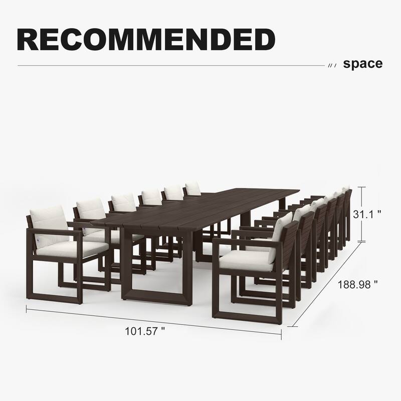 PURPLE LEAF Caesar Outdoor Dining Set Aluminum Luxury Patio Furniture with Olifen Removable Thick Cushion and Pillow-Bronze