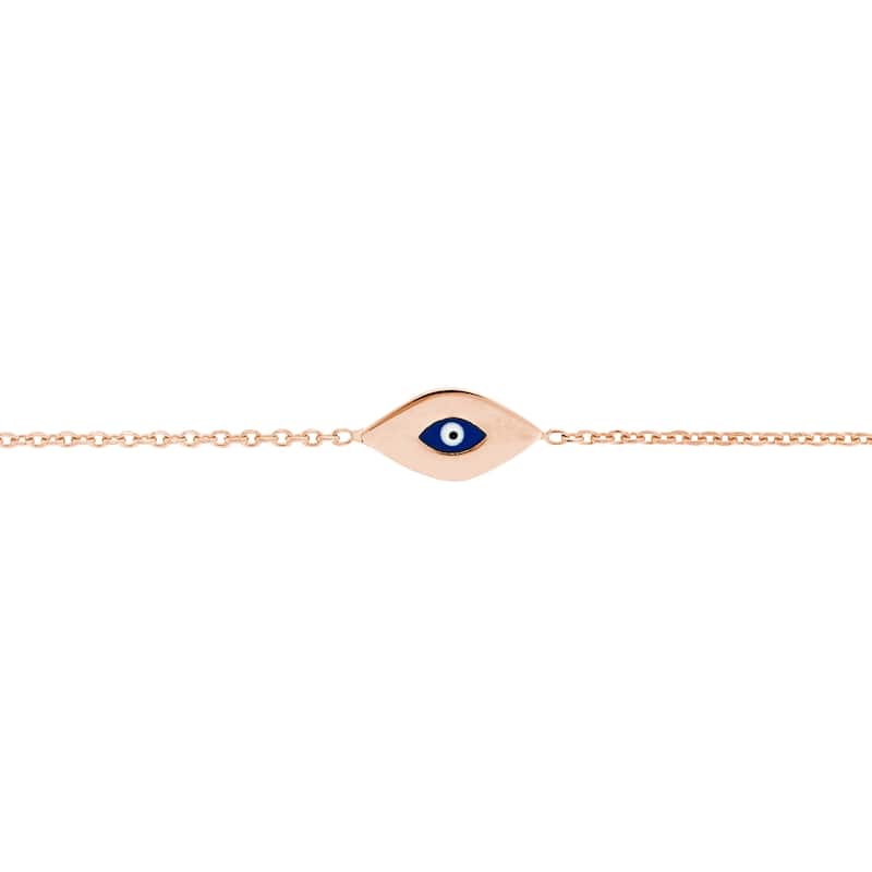 Marquee Jewels 14K Solid Rose Gold Mini Evil Eye Bracelet
