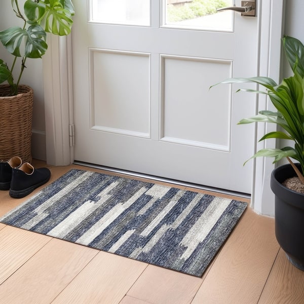 Premium Washable Super Soft Contemporary Stripes Mayfield Rug - Gray - 1'8" x 2'6"
