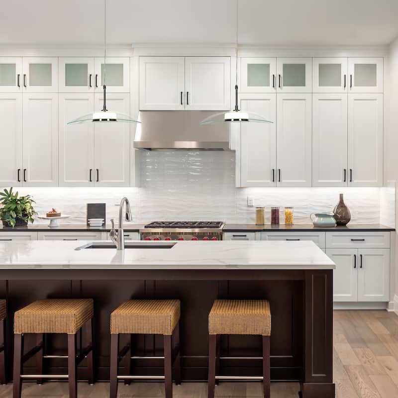 Modern 1-Light Glass LED Pendant Lights for Kitchen Island Dining Room - Black - D 14.2" x H 8.3"