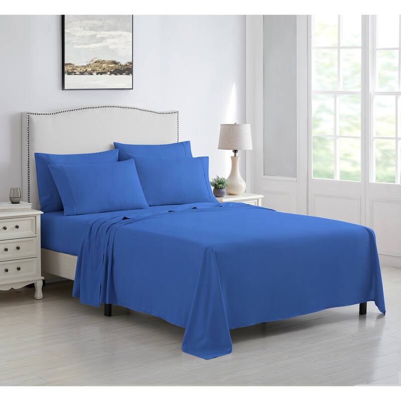 Kathy Ireland 6 Piece Brushed Microfiber Sheet Set - King - Cobalt Blue