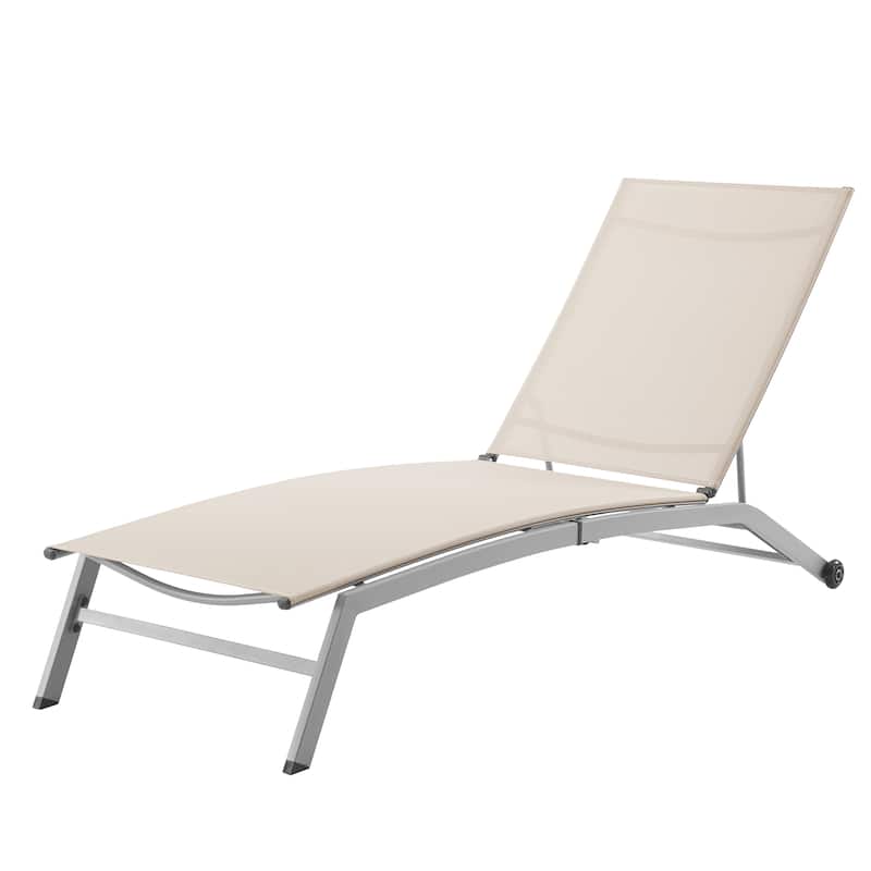 Corvus Antonio Outdoor Contemporary Sling-Fabric Adjustable Chaise Lounge - Taupe -1Lounge