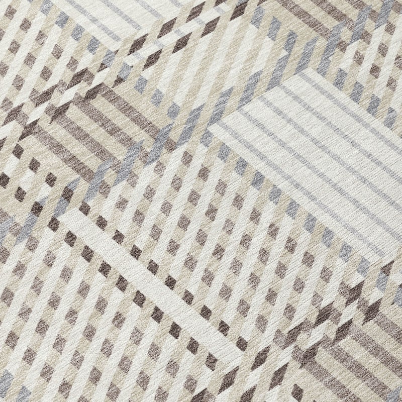 HomeRoots Plaid Transitional Rectangle Outdoor Rug