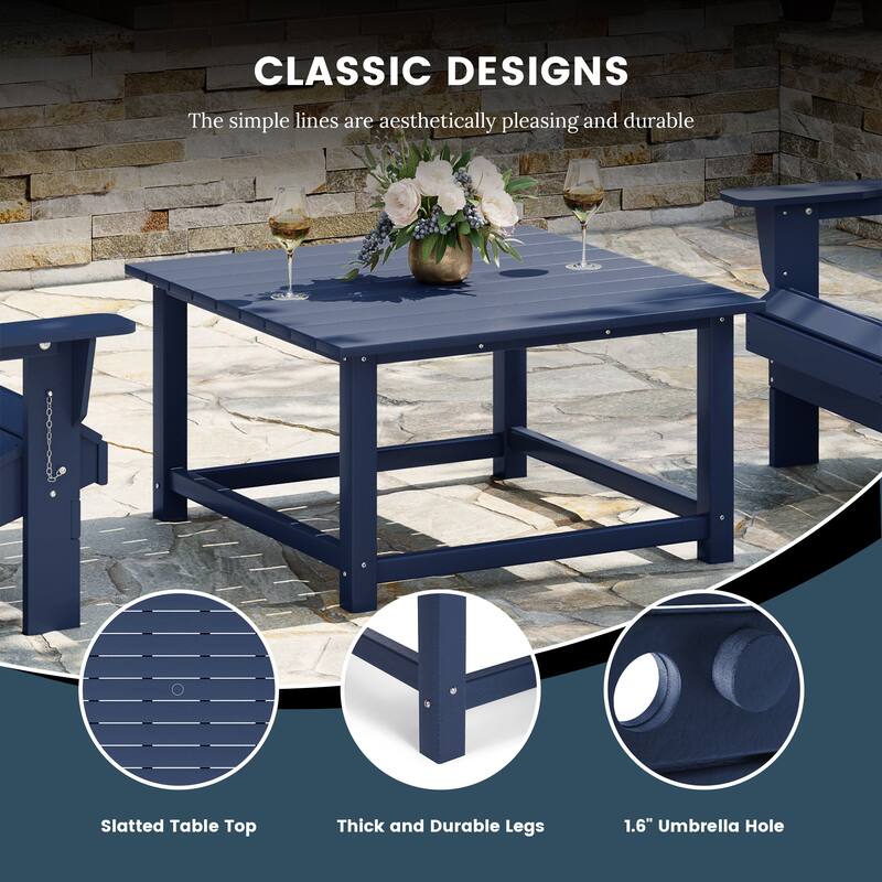 Altura Outdoor 5-Piece Adirondack Chair With Square Coffee Table Conversation Set