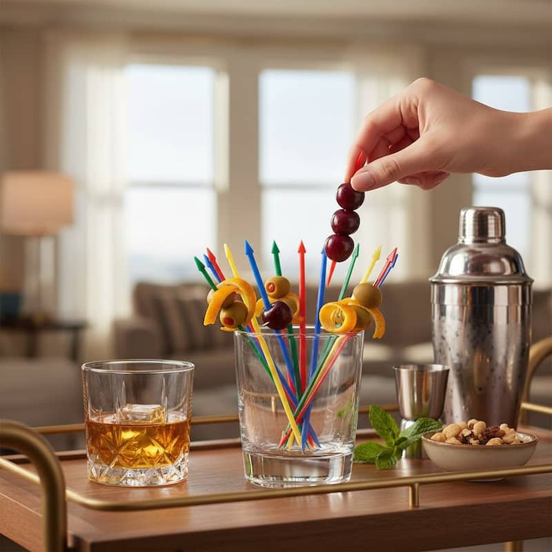 Chef Craft 3.25 Inch Summer Party Spears Cocktail Drink Picks, Multi-Color, 100 Pack