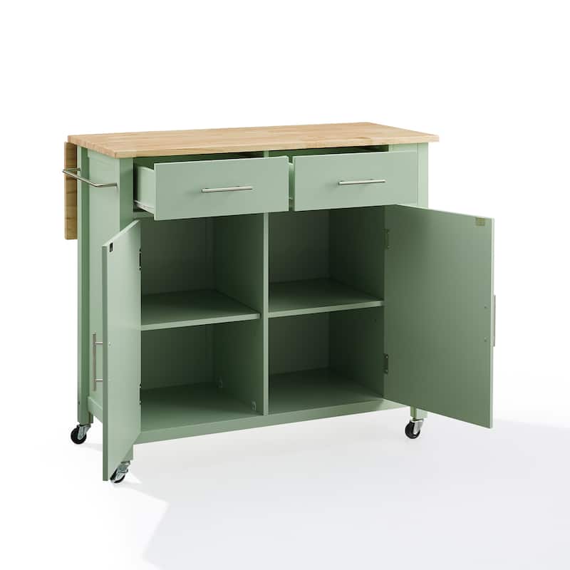 Crosley Savannah Wood Top Drop Leaf Kitchen Island/Cart - 30"d x 42"w x 37"h