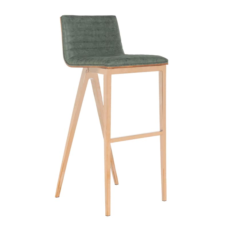SAFAVIEH Barbla 28.3 Inch Ash Green/ Copper Bar Stool - 16.5" x 18" x 39" - 16.5" x 18" x 39" - 17Wx18Dx39H