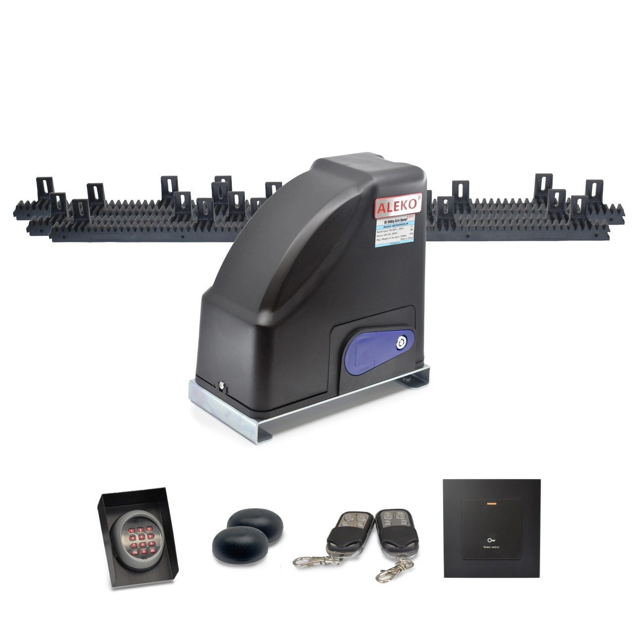 ALEKO Full kit Gear Rack Driven Opener for Sliding Gate up to 1300 lbs or 52 ft