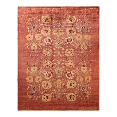 Eclectic, One-of-a-Kind Hand-Knotted Area Rug - Pink, 7' 10" x 9' 10" - 7' 10" x 9' 10"