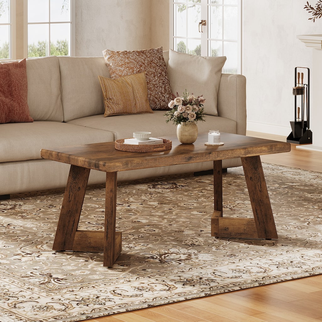 47-inch Wooden Coffee Table for Living Room