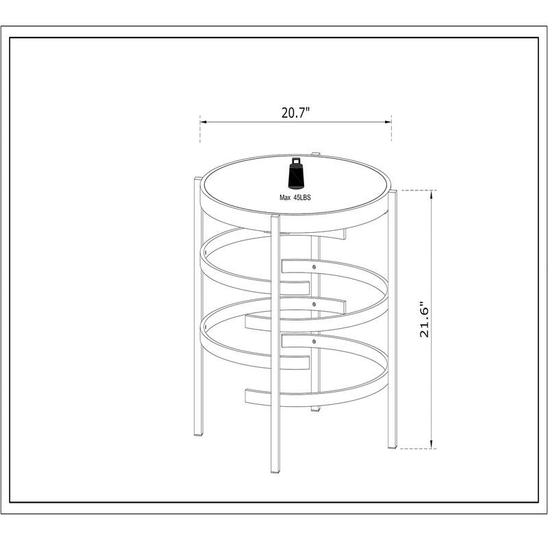 Modern Round Sintered Stone Top End Table Small Coffee Table for Sofa