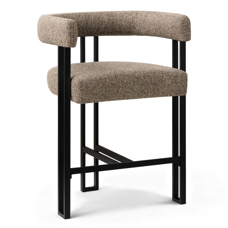 24" Seat Height Upholstered Tweed Solid Back Counter Stool(Set of 4) - Set of 4