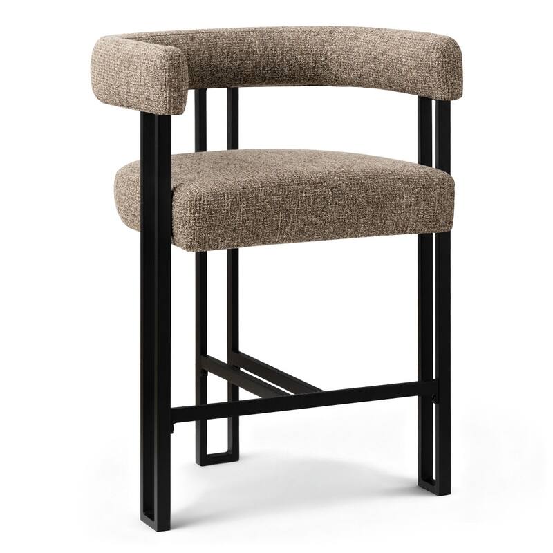 24" Seat Height Upholstered Tweed Solid Back Counter Stool