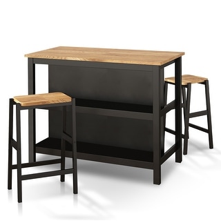 3 PCS Dining Table Set Rustic Retro Breakfast Table Dining Stools ...