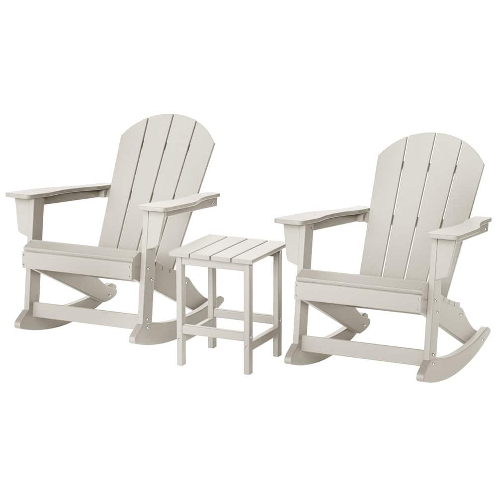 Laguna Hdpe All Weather Outdoor Patio Rocking Chairs With Side Table (3-Piece Set)