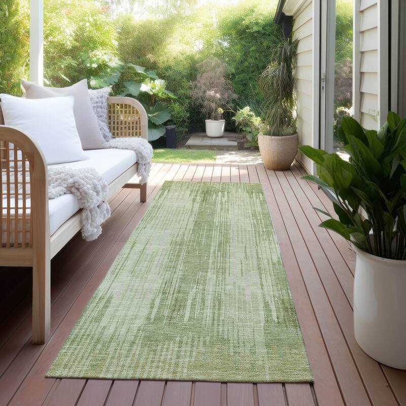 Machine Washable Indoor/ Outdoor Chantille Abstract Ombre Rug - Aloe - 2'3" x 7'6"