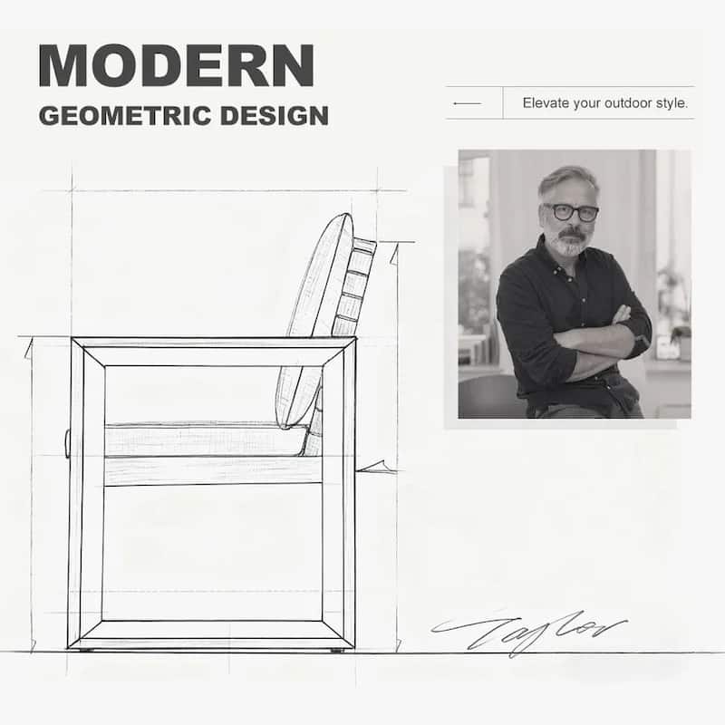 PURPLE LEAF Caesar Outdoor Dining Set Aluminum Luxury Patio Furniture with Olifen Removable Thick Cushion and Pillow-Grey - N/A