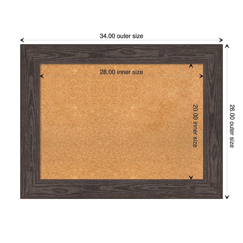 Bridge Wood Framed Natural Corkboard Bulletin Board - Bridge Black - Board Size 28x20