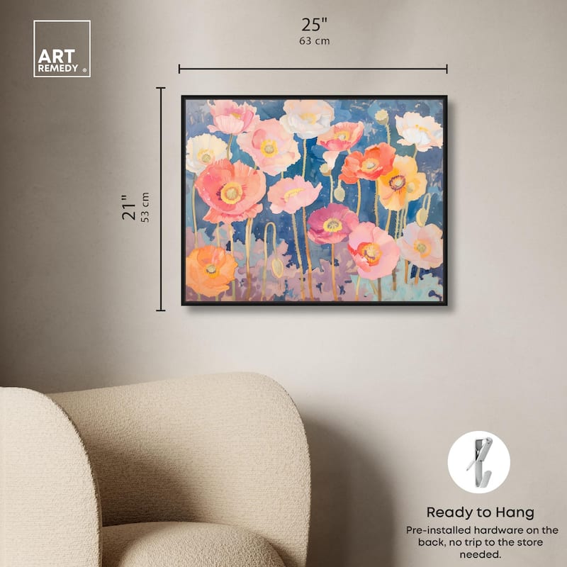 Pastel Poppies Canvas by Art Remedy