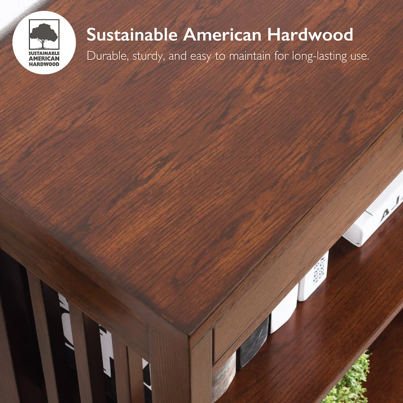 Leick Home Mission Mantel Height Bookcase with Slatted Sides