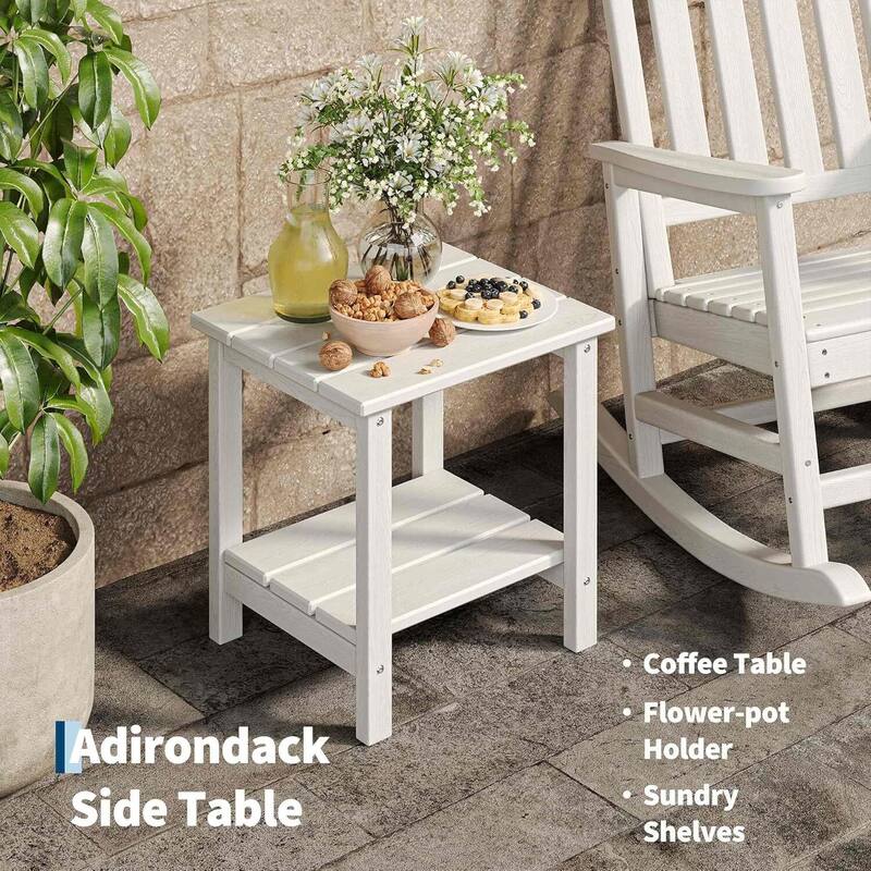 2 PCS HDPE Rocking Chair Outdoor, Porch Rocker Chairs for Patio Front Porch with 1 Table